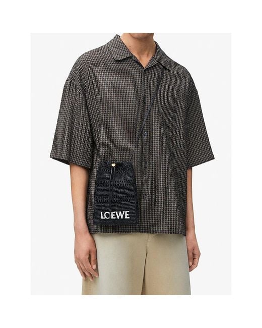 Loewe Black X Paula's Ibiza Drawstring Pocket Raffia Cross-Body Bag