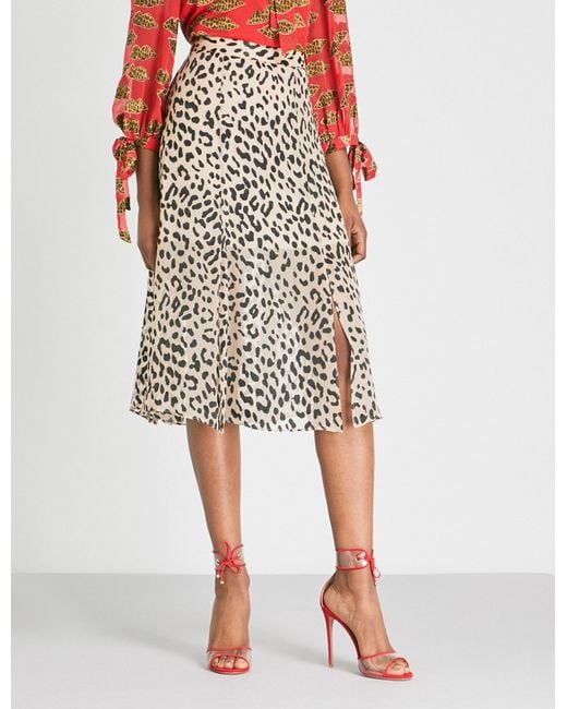Alice + Olivia Black Athena Leopard-print Devoré Skirt