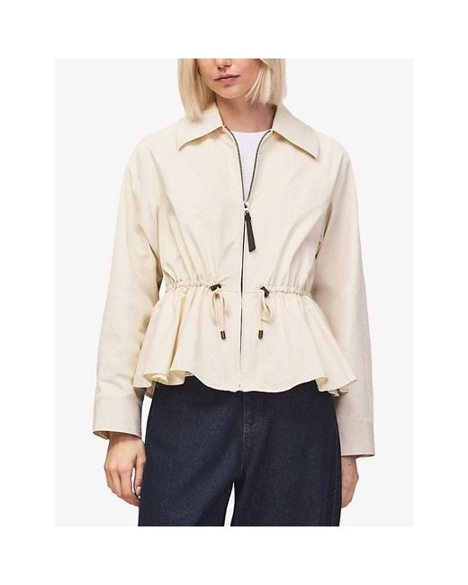 Ro&zo Natural Drawstring Water-Resistant Cotton-Nylon Jacket