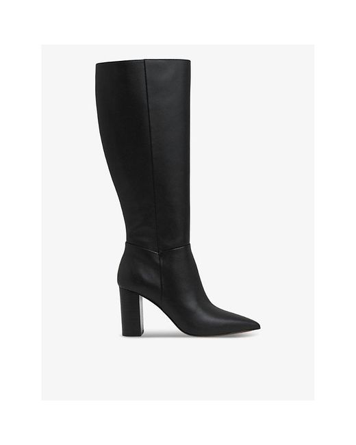 Reiss Black Bianca Pointed-Toe Leather Knee-High Boots