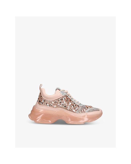Steve Madden Pink Manifesto Rhinestone-Embellished Woven Low-Top Trainers