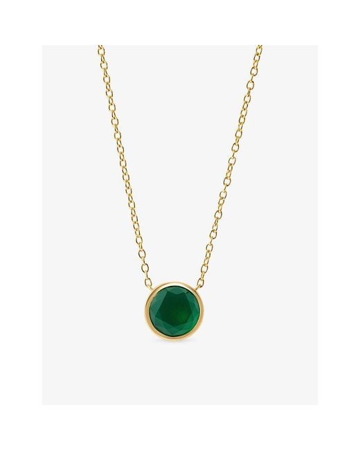 Astley Clarke White Luna 18Ct- Plated Sterling- And Agate Pendant Necklace
