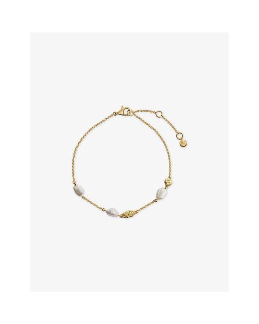 Monica Vinader White Capri Pearl Station 18Ct Vermeil And Pearl Bracelet