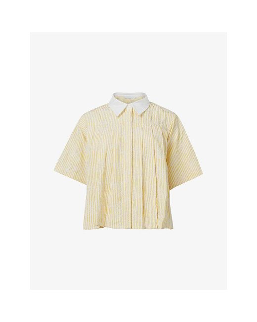 eem Natural Striped Pleated Woven Shirt