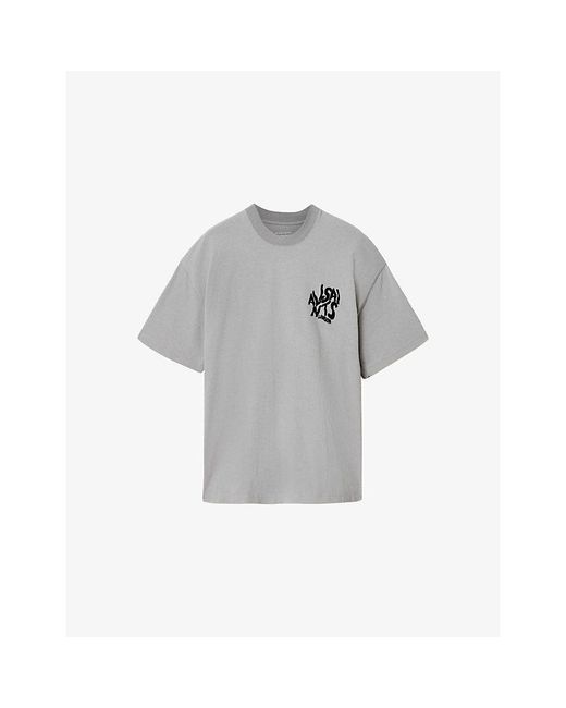 AllSaints Gray Orlando Crewneck Cotton T-Shirt for men