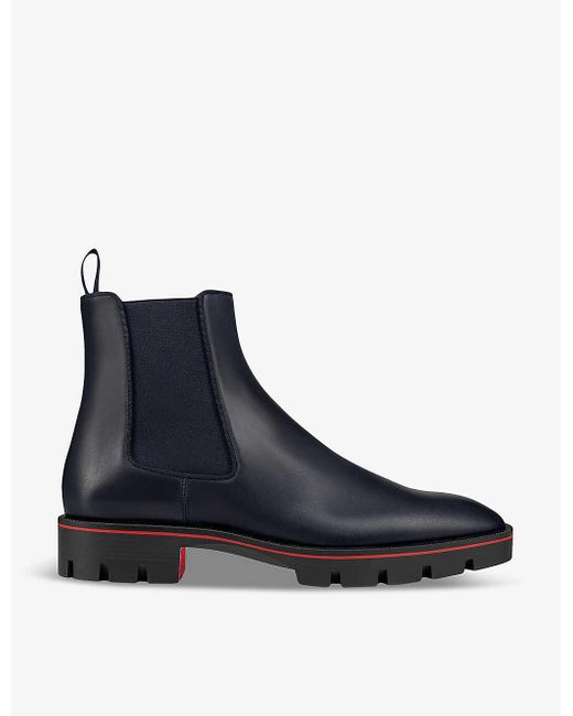 Christian Louboutin Blue Alpinosol Leather Chelsea Boots for men