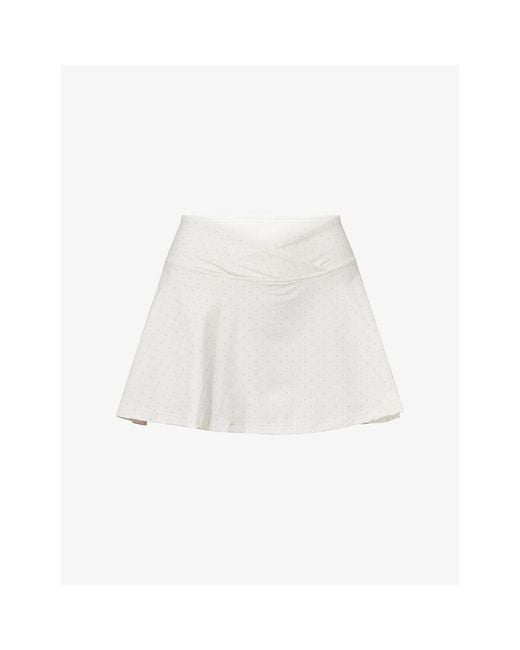 BO+TEE White Active Polka-Dot Stretch-Jersey Mini Skort
