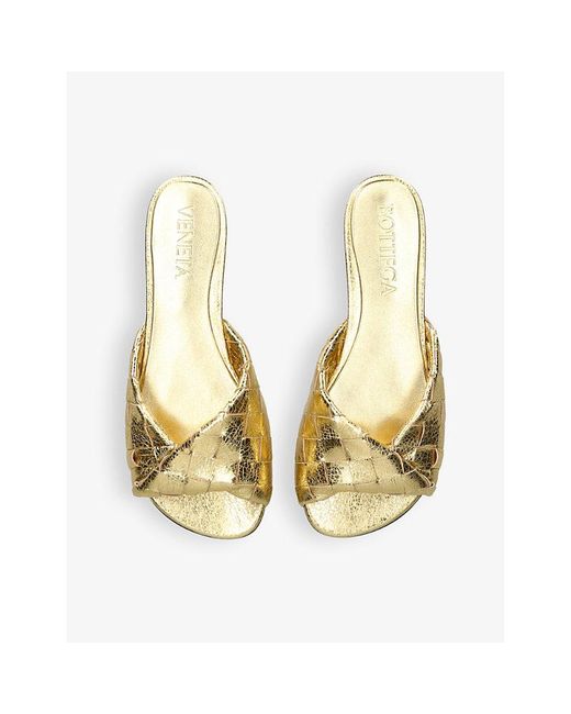 Bottega Veneta Natural Blink Flat Intrecciato Leather Mules