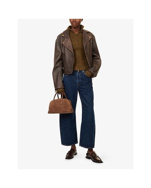 Agolde Blue Low Curve Wide-Crop-Leg Denim Jeans