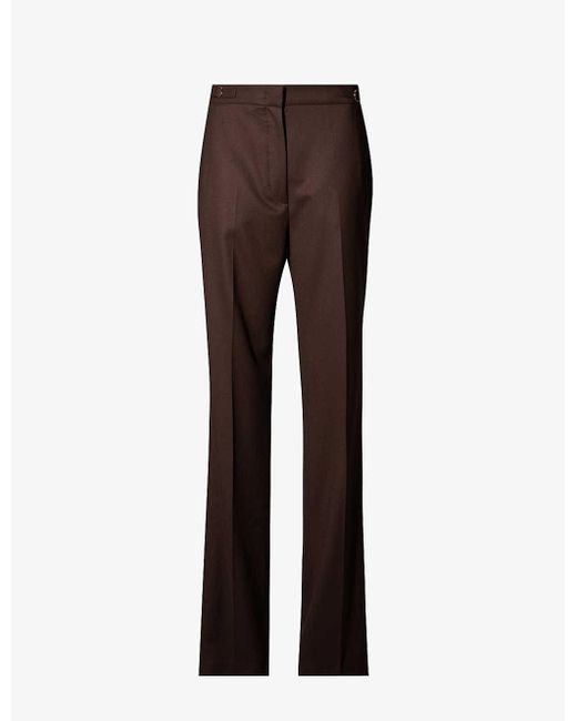 Gabriela Hearst Brown Vesta Pressed-crease Straight-leg Mid-rise Wool Trousers