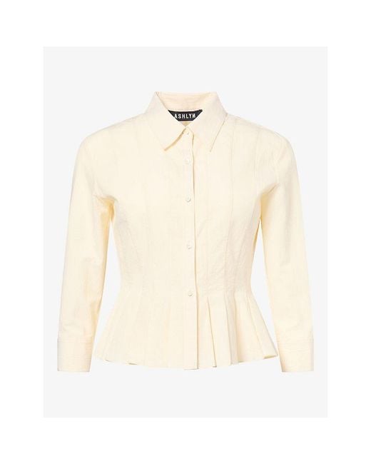 Ashlyn Natural Lulu Pleated Cotton Shirt