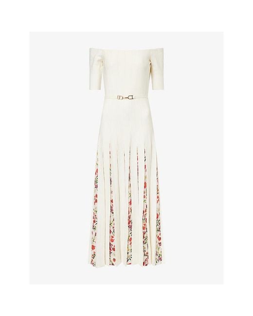 Gabriela Hearst White Kurt Pleated Merino Wool Midi Dress