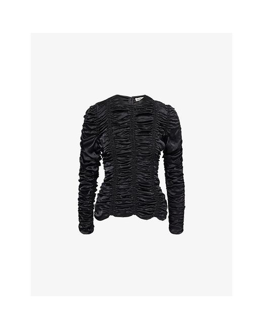 Khaite Black Rory Ruched Silk Top