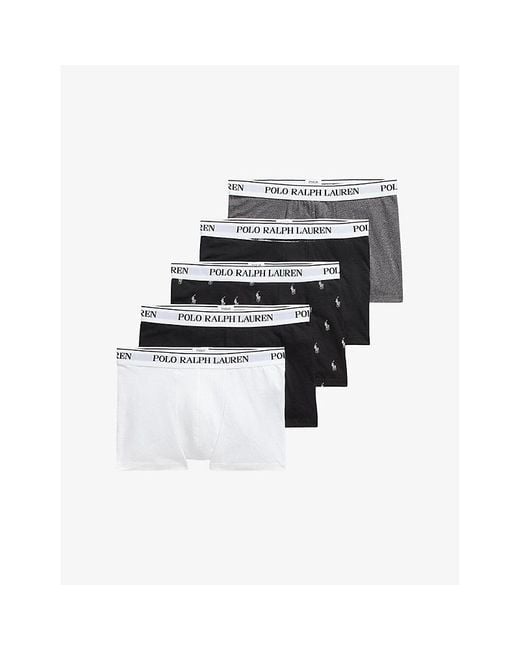 Polo Ralph Lauren Black Classic Pack Of Five Cotton-Jersey Trunks for men