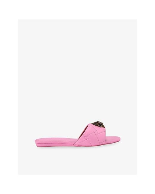 Kurt Geiger Pink Kensington Flat Leather Sandals