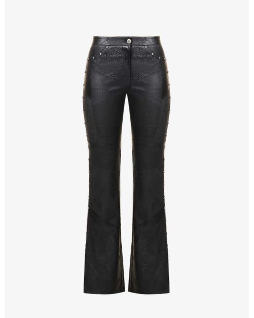 Reformation Gray Vintage Sooki Slim-fit Faux-leather Trousers