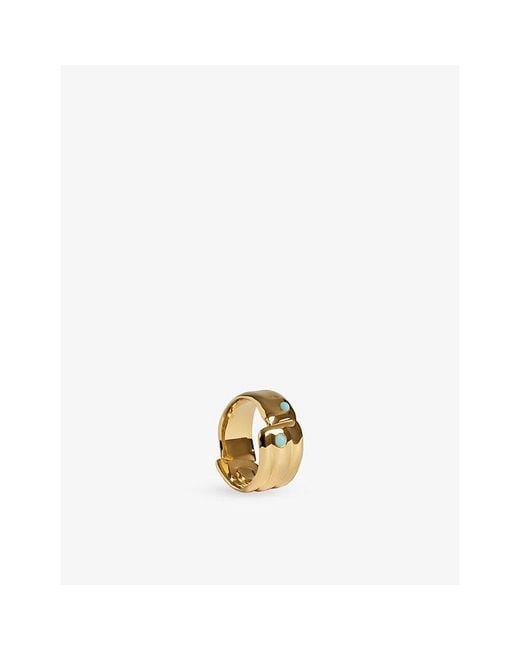 Monica Vinader Metallic Amaia Bold 18Ct Vermeil And Amazonite Ring