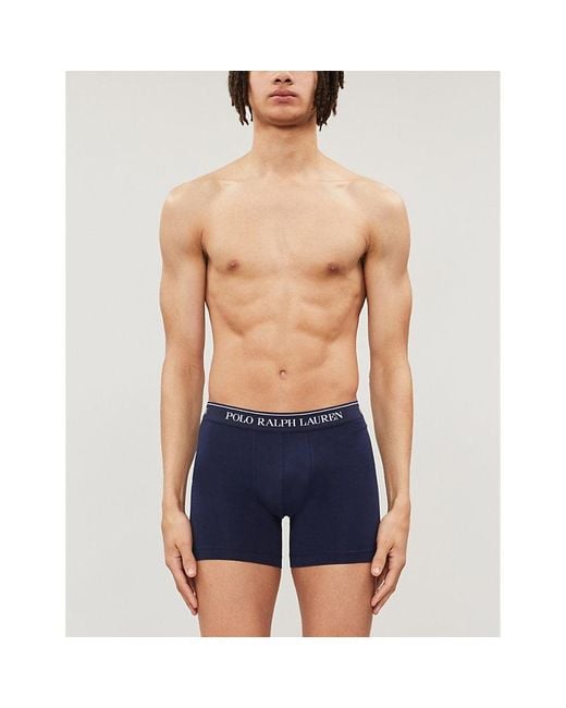 Polo Ralph Lauren Blue Pack Of Three Slim-Fit Stretch-Cotton Boxer Briefs Xxl for men