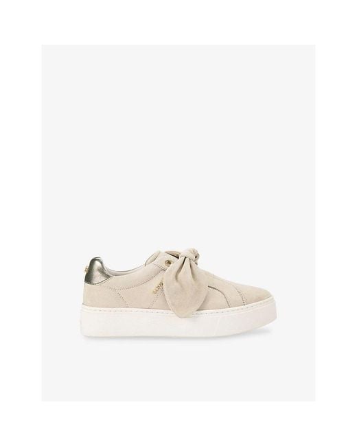 Carvela Kurt Geiger White Chiara Bow Suede Low-Top Trainers
