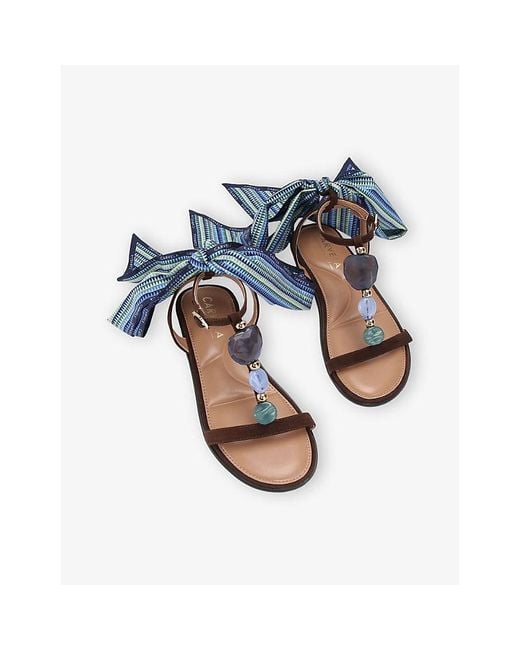 Carvela Kurt Geiger Blue Sorrento Gem Faux-Leather Sandals