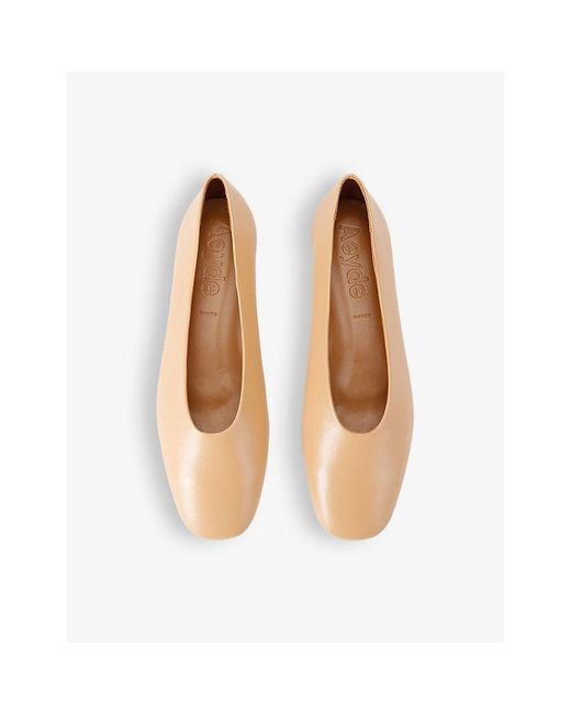 Aeyde Natural Kirsten Almond-toe Leather Ballet Flats