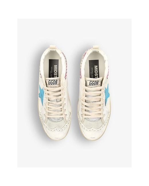 Golden Goose Deluxe Brand Blue Mid Star 82494 Logo-print Leather Mid-top Trainers