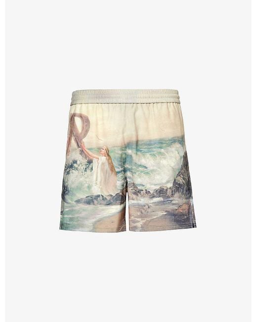 Represent White Higher Truth Graphic-print Stretch-woven Shorts for men