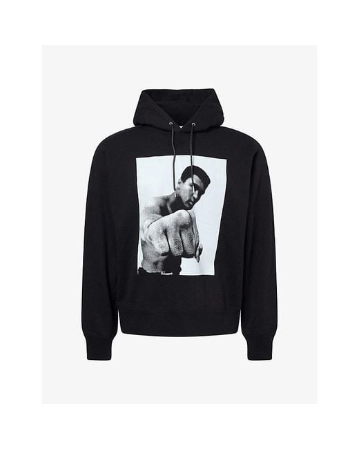 Sacai Black Ali Graphic-Print Cotton Hoody for men