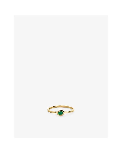 Monica Vinader Metallic Odyssey 18Ct Vermeil-Plated 925 Sterling And Onyx Stacking Ring