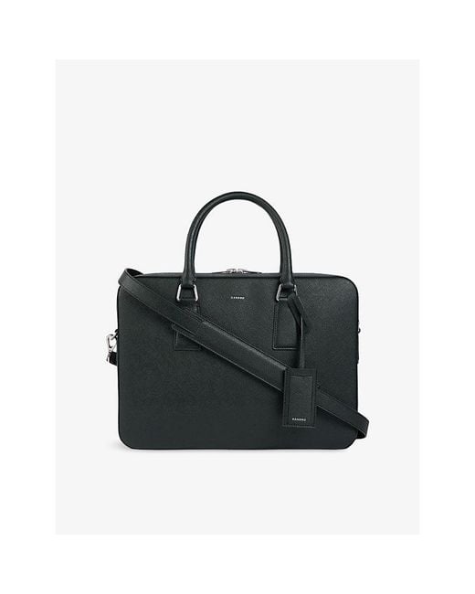 Sandro Black Large Logo-Embossed Faux-Leather Briefcase for men