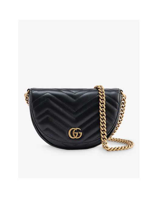 Gucci gg Marmont Brand-plaque Leather Cross-body Bag in Black | Lyst