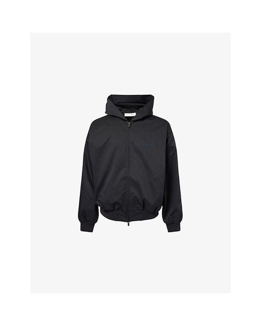Fear Of God Black Logo-Patch Relaxed-Fit Cotton Blend Hoody for men