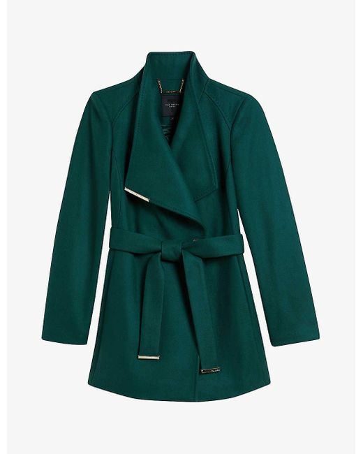 Ted Baker Green Rosess Wrap Wool-blend Coat