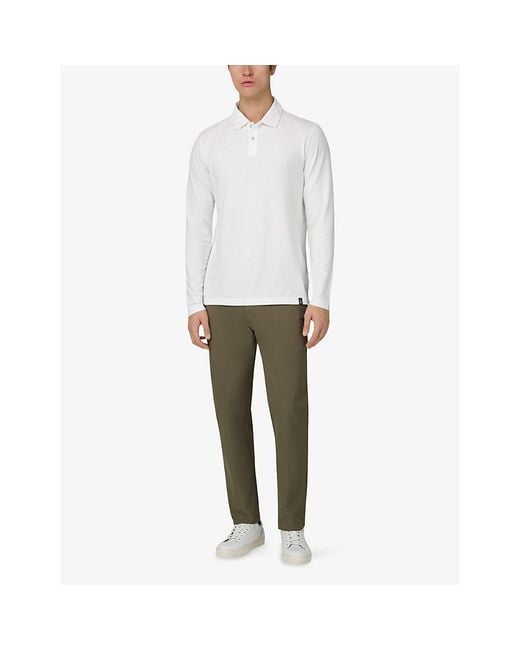 Boggi White S-Cafè Regular-Fit Stretch Cotton-Piqué Polo Shirt for men