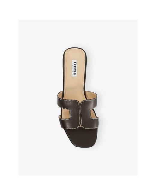 Dune White Loupe Smart Slider Leather Sandals