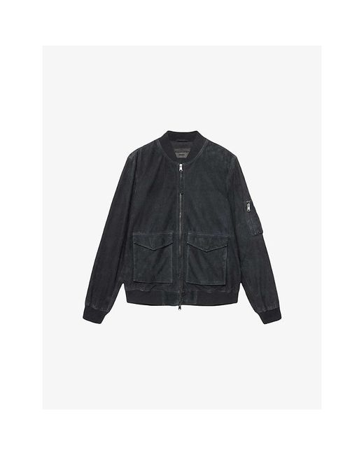 AllSaints Blue Pasilla Suede Bomber Jacket for men