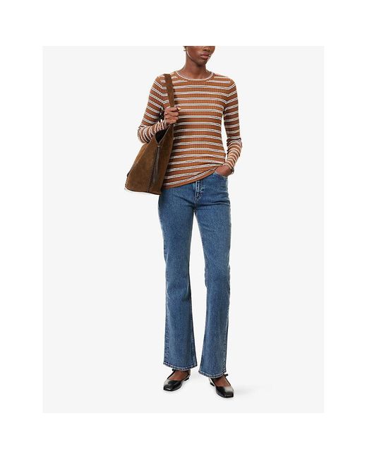 Rag & Bone Brown Luca Striped Jersey Top