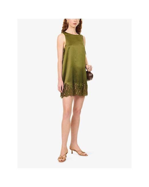 Reformation Green Jessalyn Sleeveless Silk Mini Dress