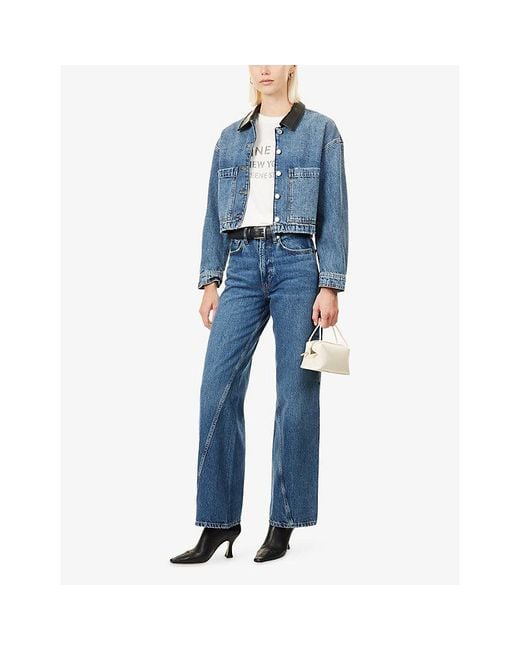 Anine Bing Blue Brie Wide-Leg Denim Jeans