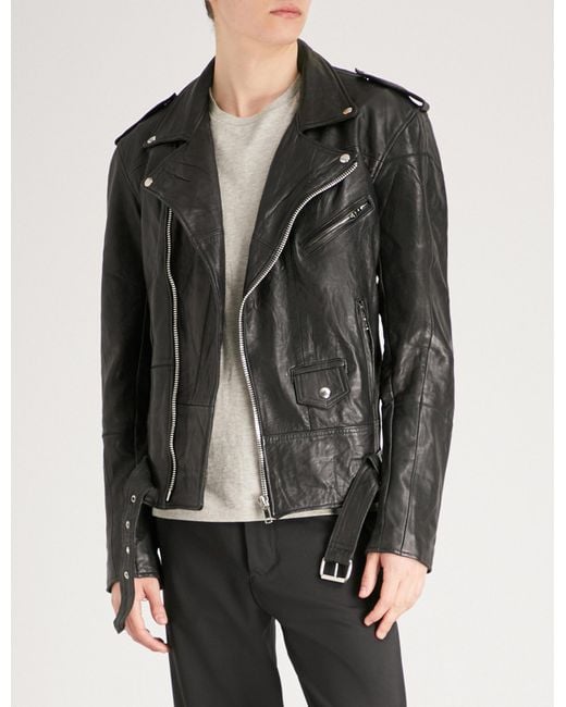 DEADWOOD Leroy Leather Biker Jacket in Black for Men | Lyst