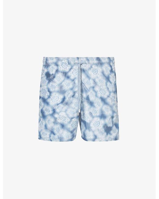 Vilebrequin Blue Moopea Floral-print Recycled-polyester And Silk Swim Shorts for men