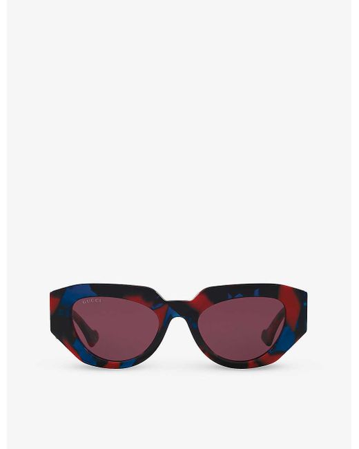 Gucci Purple Gc002107 Rectangle-frame Acetate Sunglasses