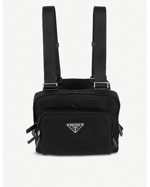Prada Black Logo-appliquéd Nylon Chest Rig Bag for men