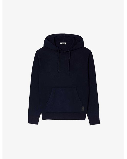 Sandro Blue Brand-patch Stretch-knit Hoody for men