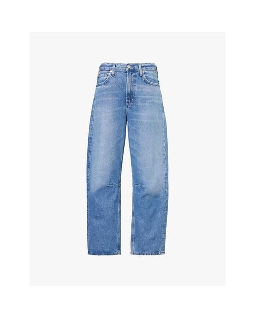 Citizens of Humanity Blue Miro Barrel-Leg Relaxed-Fit High-Rise Denim Jeans