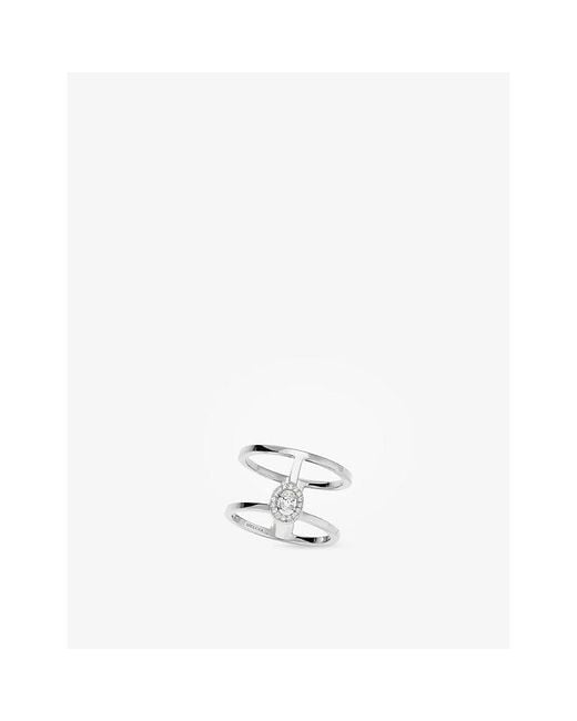 Messika White Glam'Azone Two-Row Diamond Pavé Ring