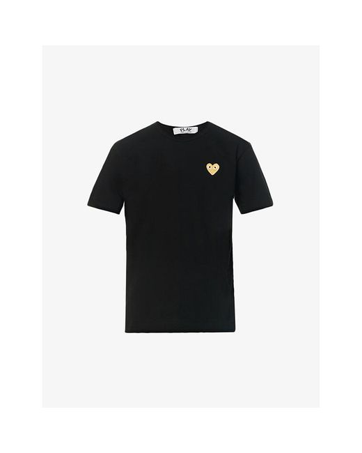 COMME DES GARÇONS PLAY Black Logo-Embroidered Cotton-Jersey T-Shirt for men