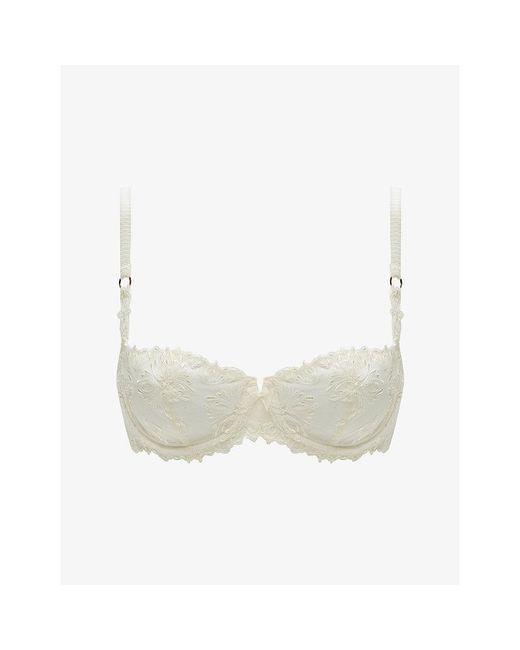 Chantelle White Champs Elysées Embroidered Balconette Bra