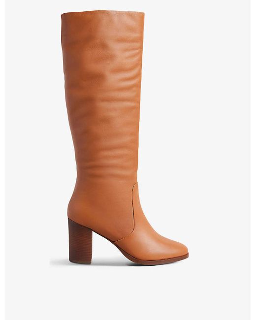 Ted Baker Brown Shannie Heeled Knee-high Leather Boots