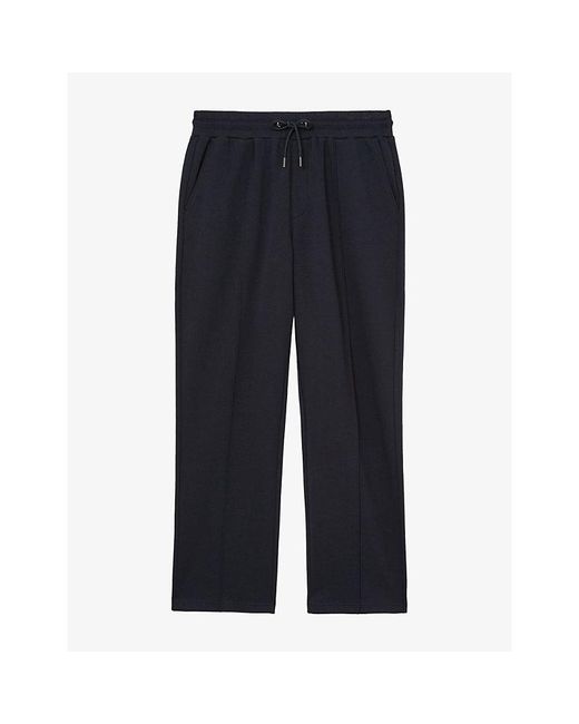 Reiss Blue Form Elasticated-Waist Jersey Jogging Bottoms for men